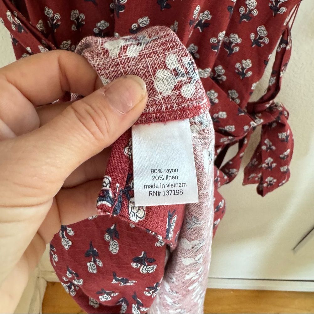 Sonoma Now + Gen Dress Linen Blend MIDI Button Up Rust Floral Women’s XL Cottage - Picture 7 of 9
